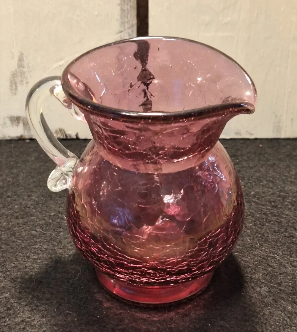 Vintage Kanawha Cranberry Glass Pitcher Created with Gold Encased in Crystal